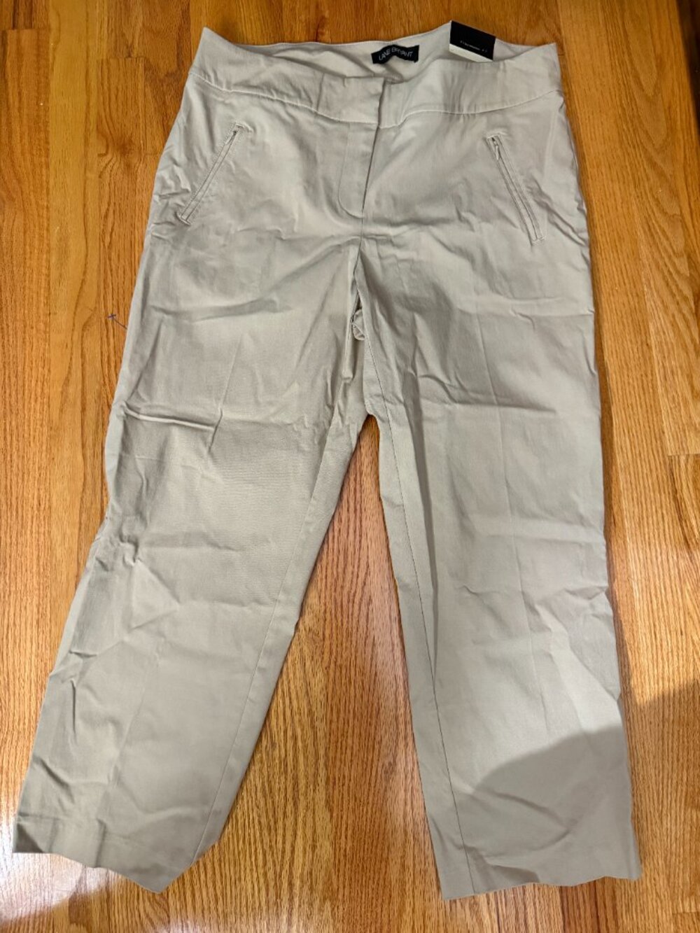 NWTLane Bryant Beige Cropped Stretch Pants with Zipper Pockets | 16 Petite